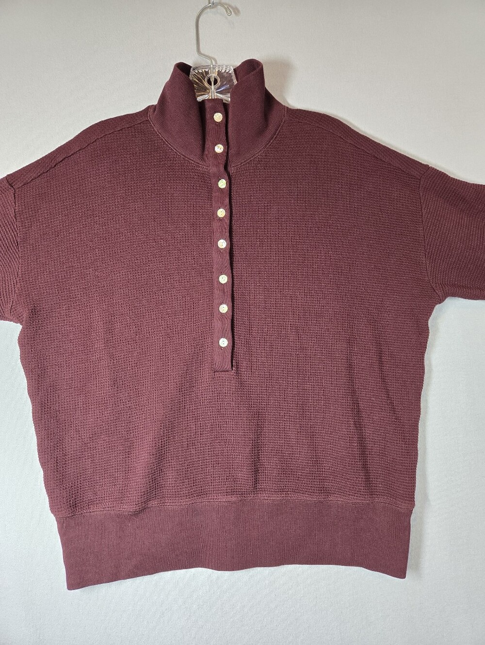 Negative Underwear Waffle Knit Pullover Top Women's Large Garnet - Picture 3 of 12